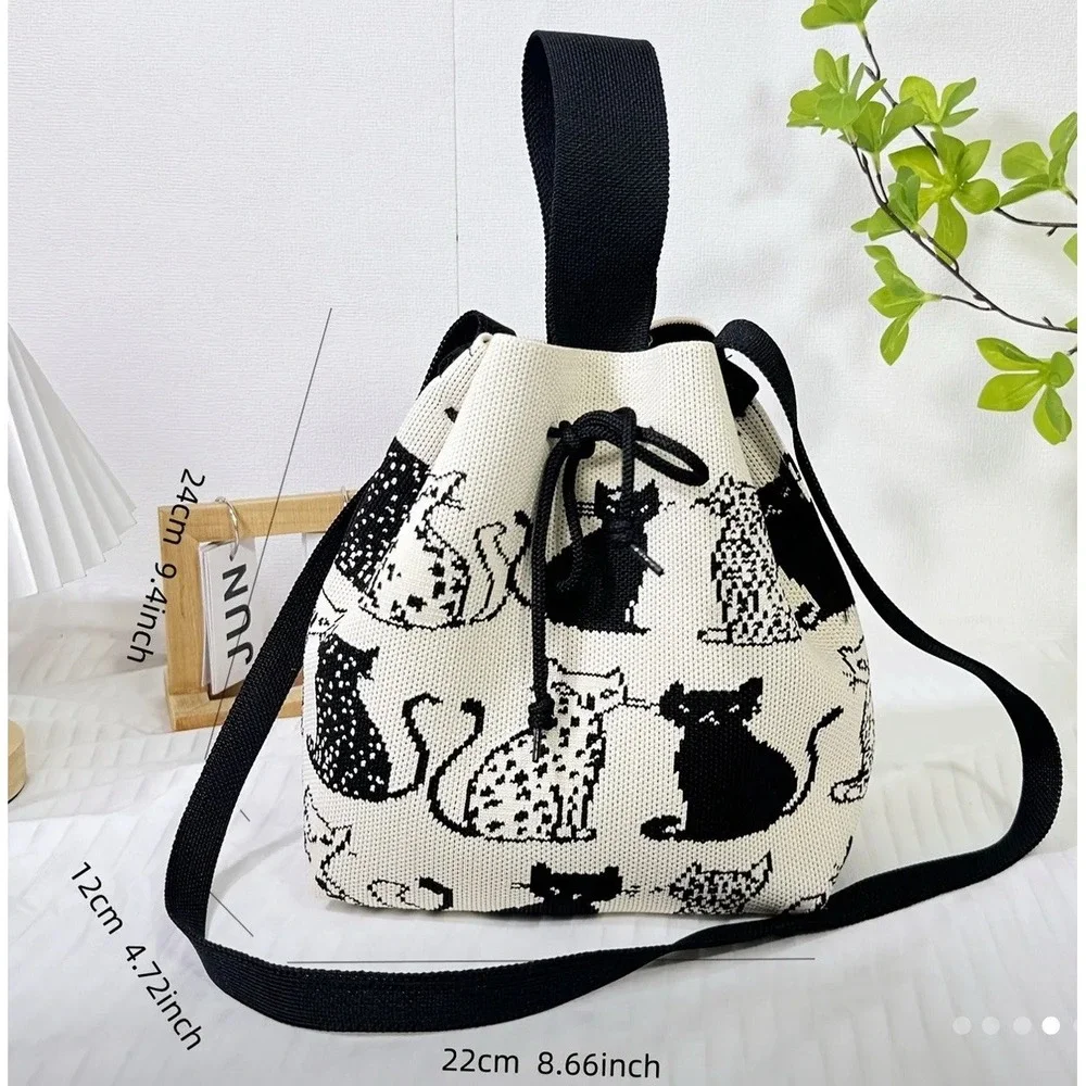 Japanese Style Anime Cat Handbag‎ Drawstring Sakura Purse Kawaii Bag New